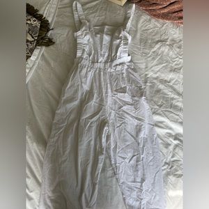 12th tribe white linen jumpsuit, never worn, size small